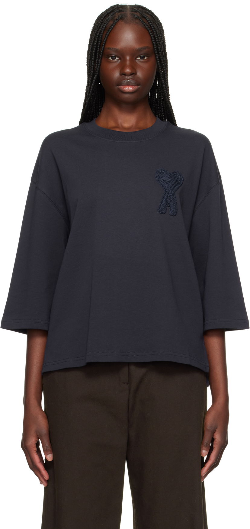 Majica kratkih rukava AMI AMI Paris Ami de Coeur Patch T-Shirt Tamnoplava | FTS055.726