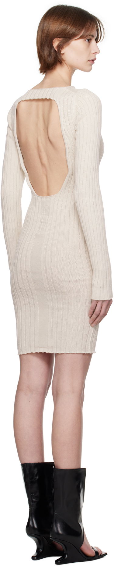 Haljina Rick Owens Rick Owens Hollywood Knit Mini Dress Bež | RP01E7651 KEC, 2