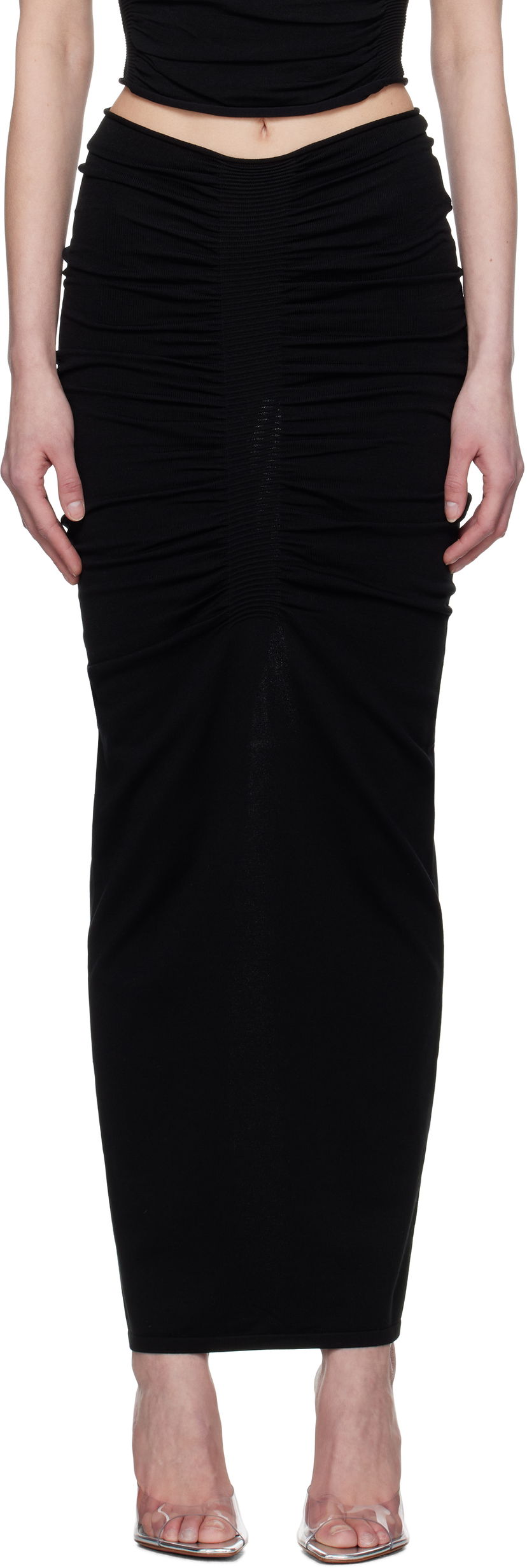 Suknja Alexander Wang Alexander Wang Ruched Maxi Skirt Crna | 1KC1255095