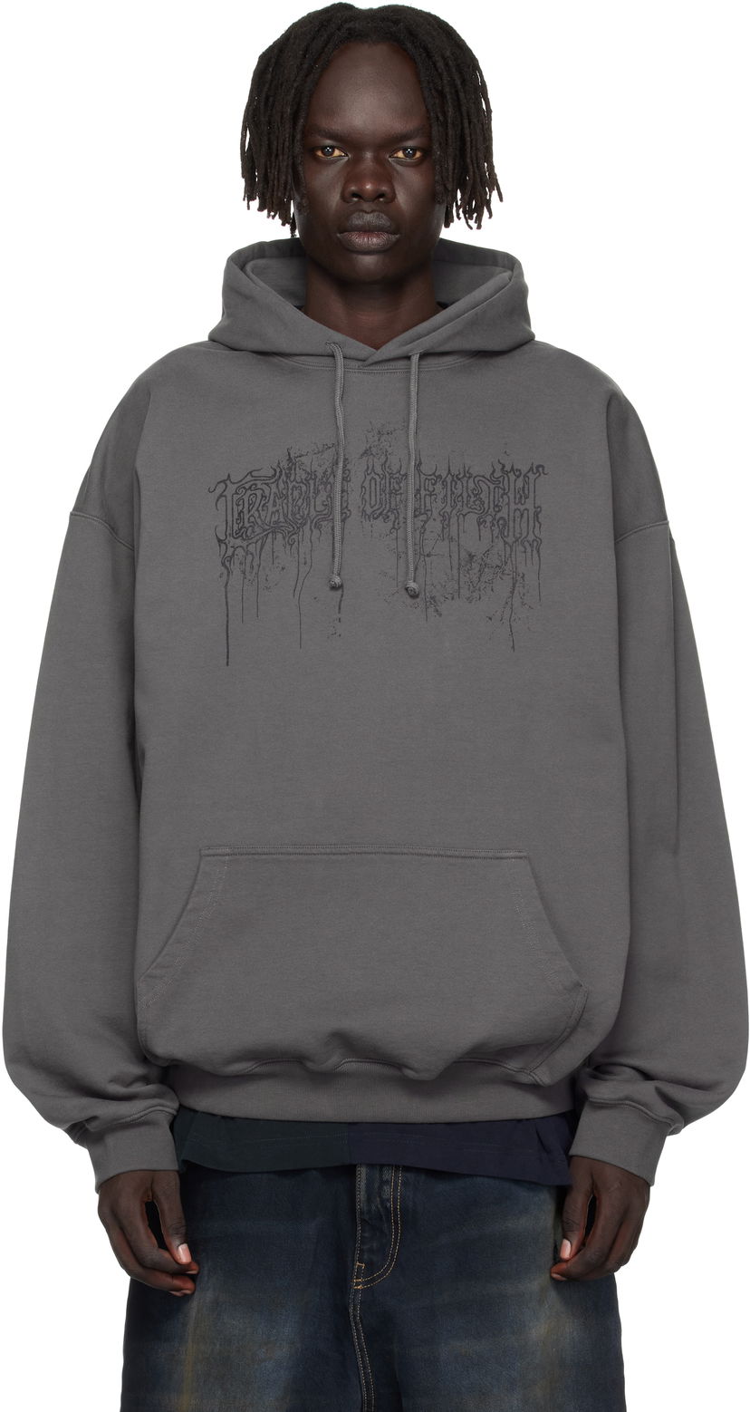 Dukserice VETEMENTS Vetements Cradle of Filth Dripped Logo Oversized Hoodie Siva | UCF76HD400M