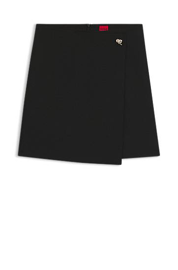 Suknja BOSS Wrap-front Skirt with Knot Button Crna | 50547624