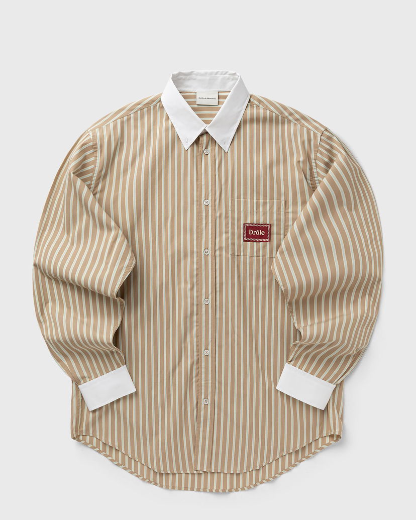 Košulja Drôle de Monsieur Pinstripe Shirt with Contrast Collar and Cuffs Bež | I-SH240-CO232-BG