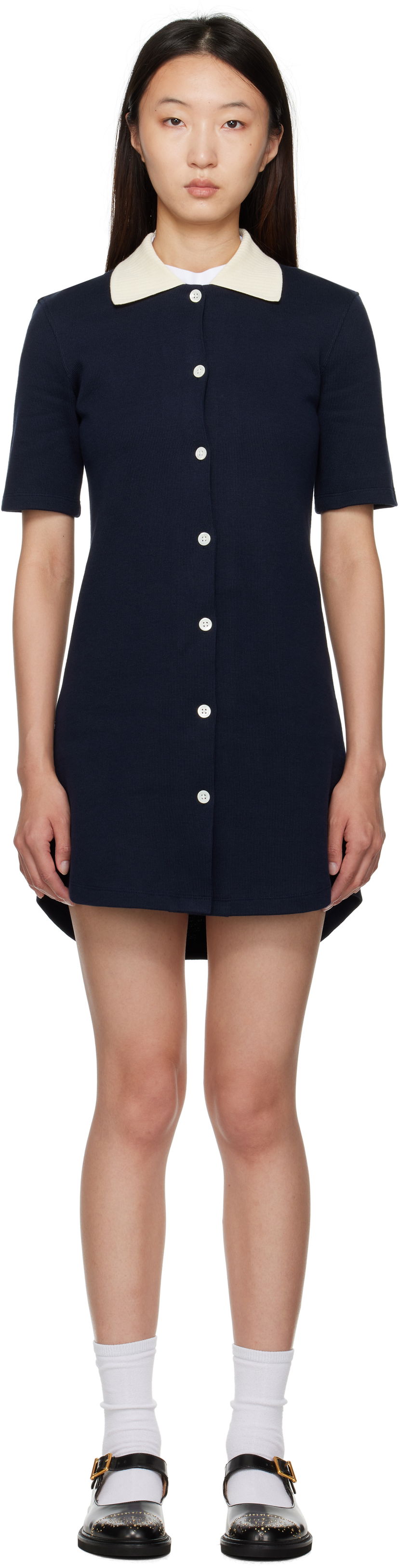 Haljina Thom Browne Thom Browne Double Face Knit Polo Minidress Tamnoplava | FJD129A-J0223