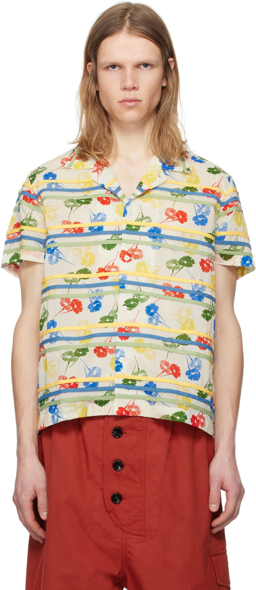 Košulja Bode Bode Flower Stamp Short Sleeve Shirt Bež | MRS25SH010