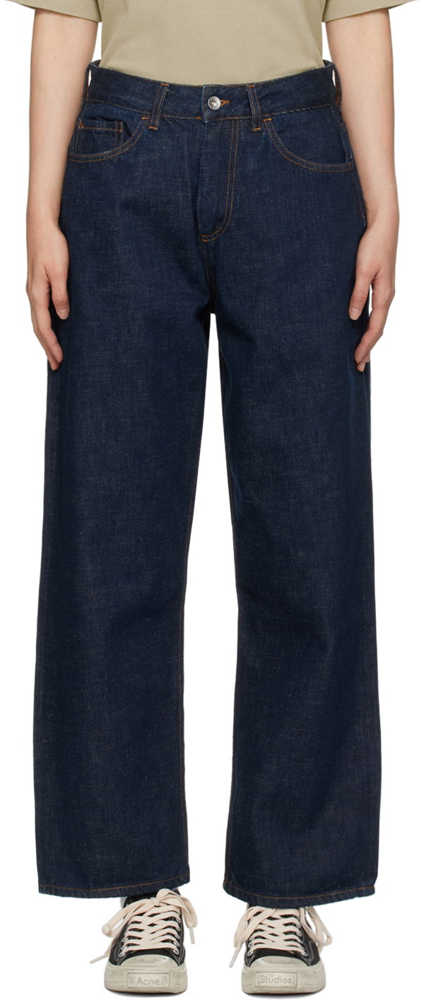 Jeans YMC Indigo Straight Leg Jeans Tamnoplava | Q4AZH