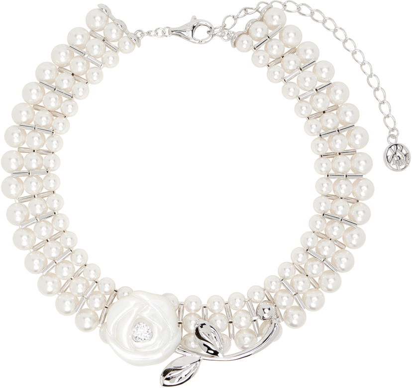 Ogrlica SHUSHU/TONG SHUSHU/TONG YVMIN Edition Rose Layers Pearl Necklace Bijela | 25603SLV00NN