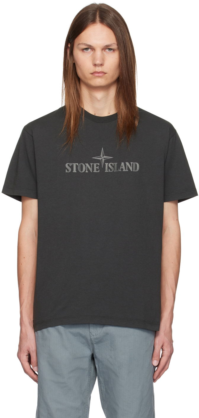 Majica kratkih rukava Stone Island Gray Bonded Logo T-Shirt Siva | 81152NS80
