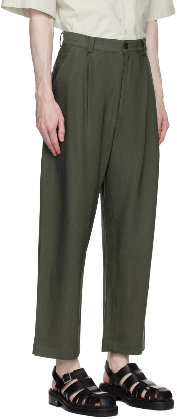 Hlače Studio Nicholson Studio Nicholson Tuck Trousers Zelena | TUCK SNM-787, 1