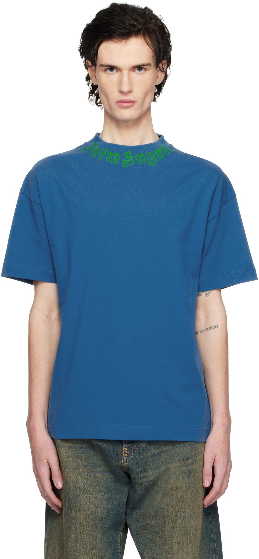 Majica kratkih rukava Palm Angels Flame Logo Graphic T-Shirt Plava | PMAA001S25JER0024555