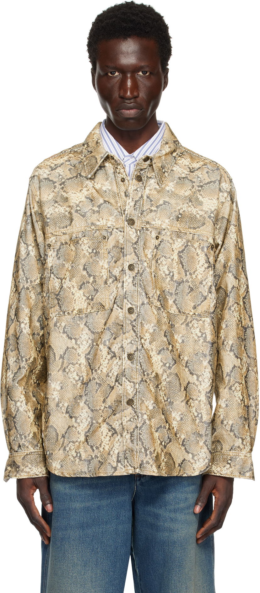 Košulja ISABEL MARANT Isabel Marant Victor Snakeskin Print Shirt Bež | CH0196HA-B4G02H