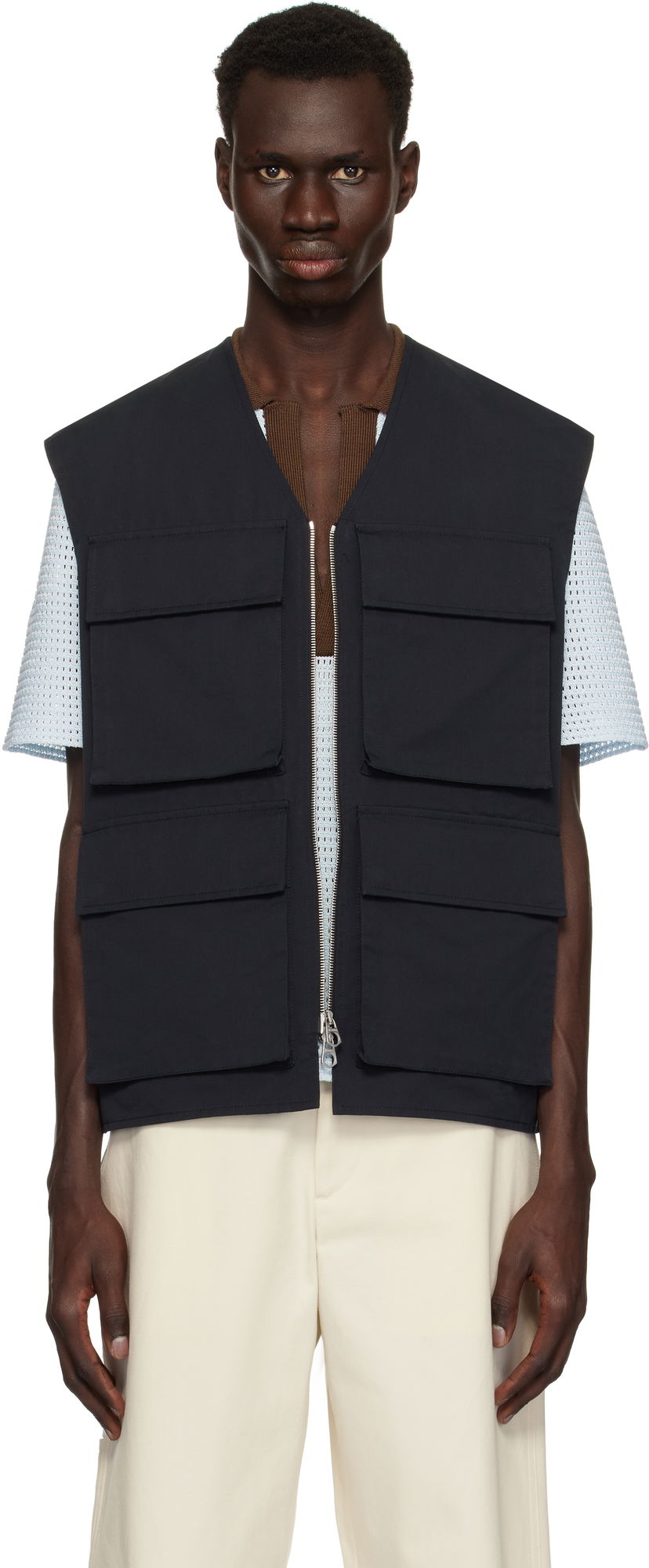 Prsluk Jil Sander Jil Sander Bellows Pocket Vest Tamnoplava | J22SW0001_J45266