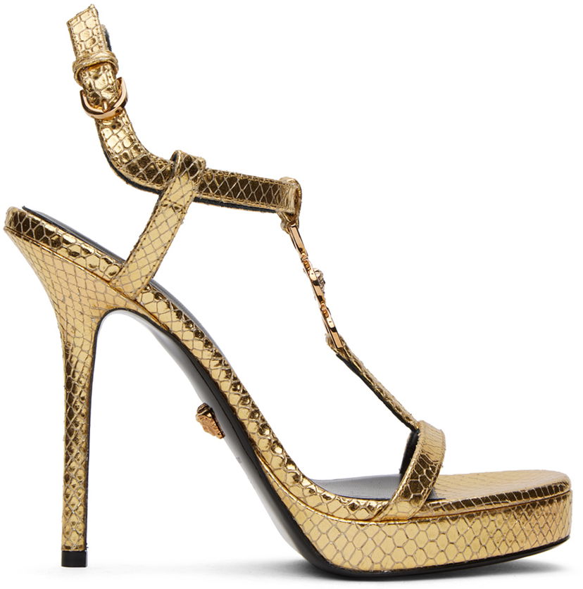 Dodaci Versace Versace Medusa '95 Metallic Heeled Sandals Metalik | 1013713_1A10001_1X24V