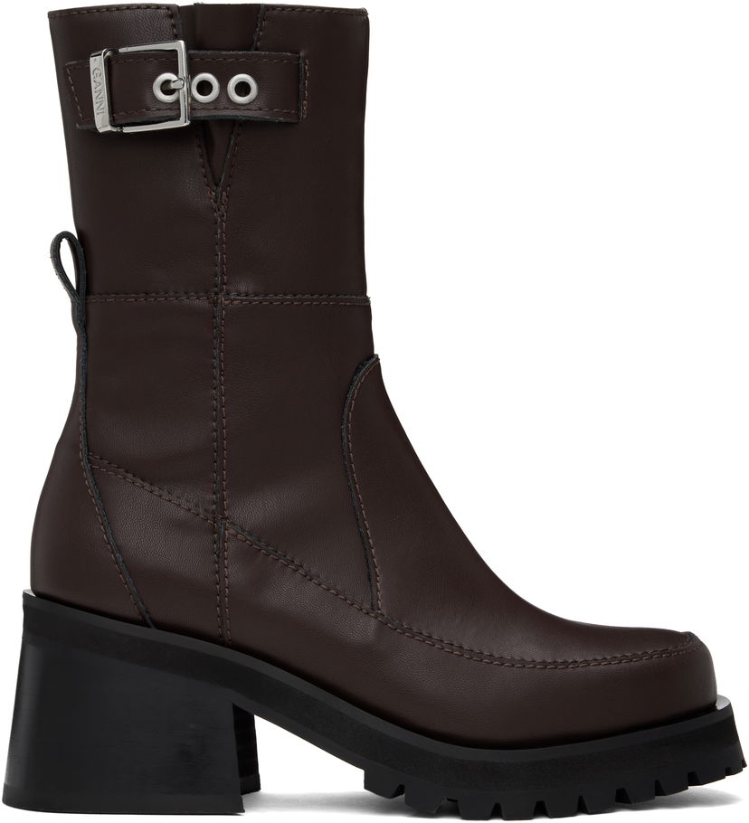 Odjeća GANNI GANNI Feminine Buckle Platform Boots Smeđa | S2785