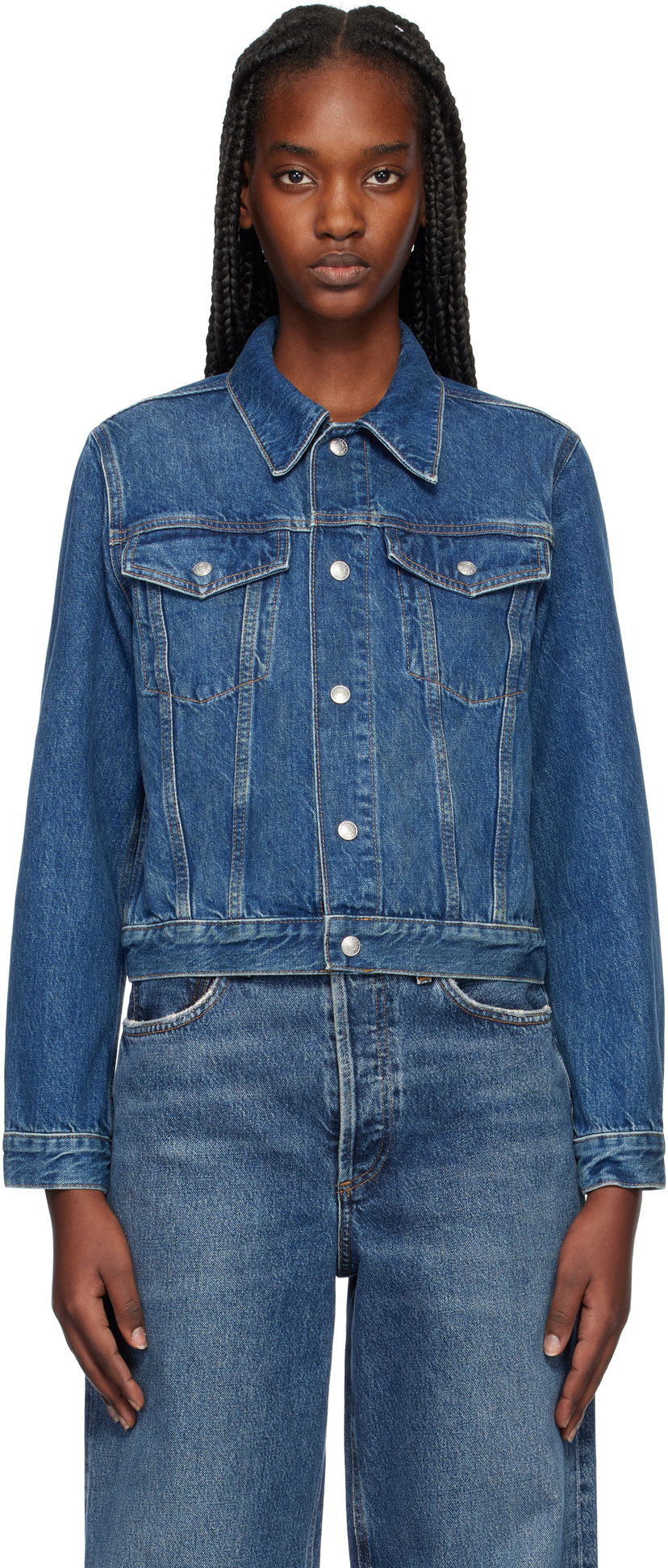 Jakna RE/DONE Baby Trucker Denim Jacket Plava | 188-06WTRUCKR