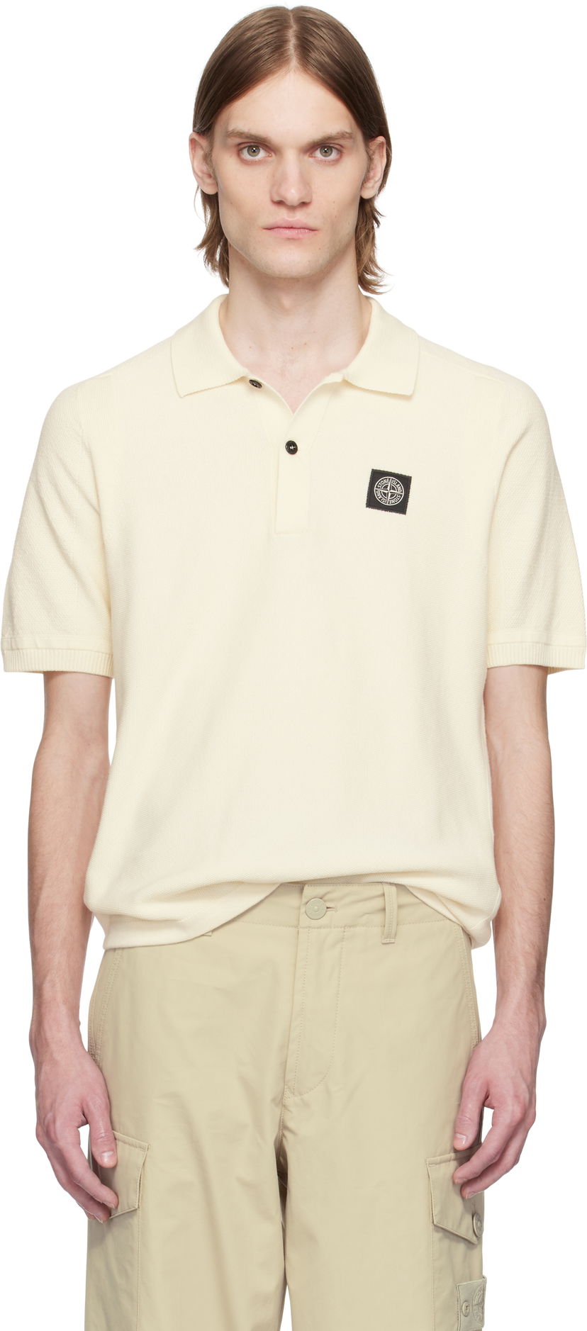 Polo majica Stone Island Stone Island Soft Organic Cotton Micro Stitch Polo Bijela | K1S15 5100033 S00B5
