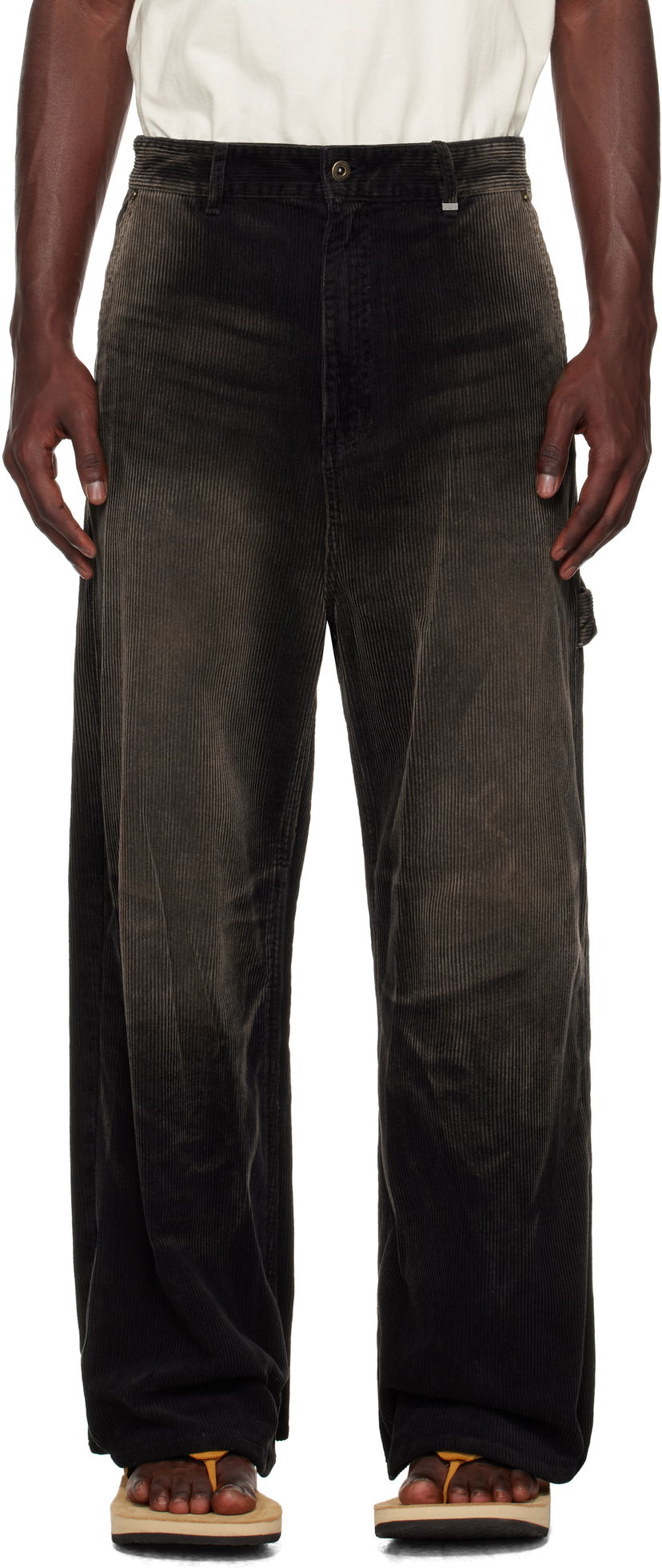 Hlače We11done We11done Vintage Wash Corduroy Trousers Crna | WD-DP2-25-350-M-BK