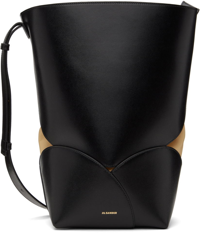 Tote bag Jil Sander Curve Bucket Medium Leather Shoulder Bag Crna | J07ZH0046_P7100