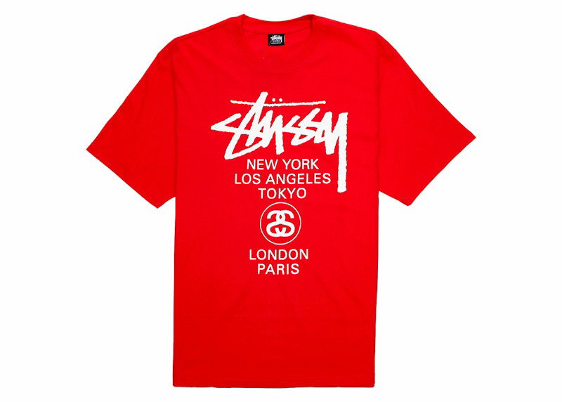 Majica kratkih rukava Stüssy World Tour Graphic T-Shirt Crvena | 3903713-DRED