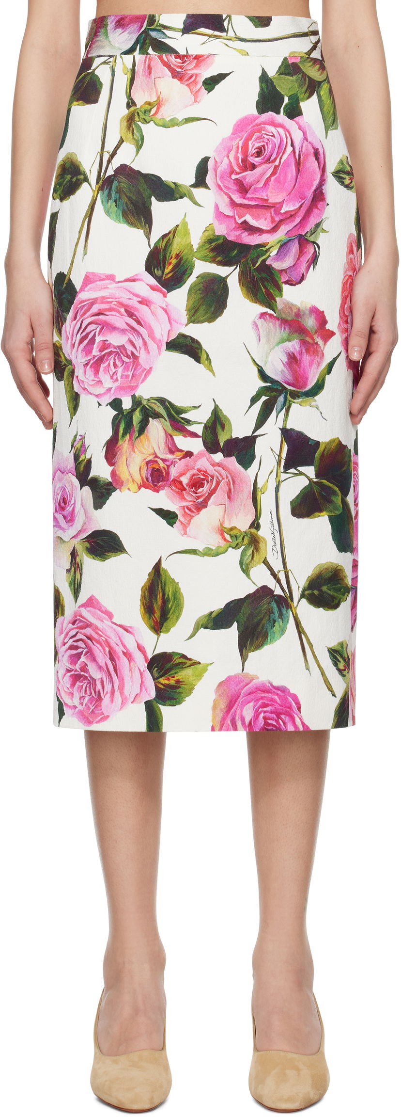 Suknja Dolce & Gabbana Dolce&Gabbana Rose Printed Pencil Midi Skirt Višebojno | F4CVPT FSRQJ