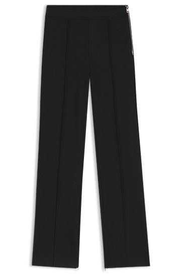 Hlače BOSS Flared Jersey Trousers with Front Seam Crna | 50542730