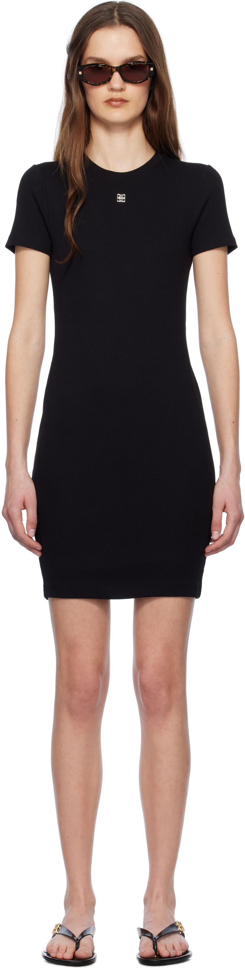 Haljina Givenchy Givenchy 4G Ribbed Tank Mini Dress Crna | BW22CM3YQS001