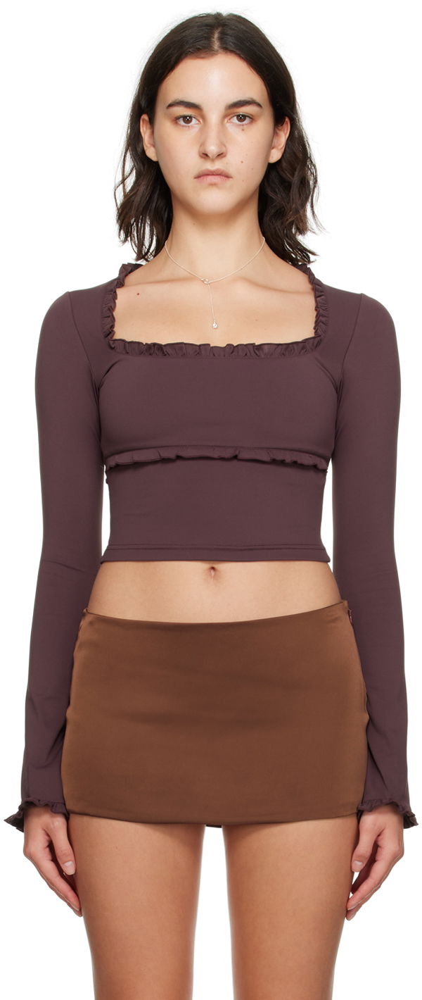Majica kratkih rukava GUIZIO Guizio Fleur Long Sleeve Top Ljubičasta | F23104K006