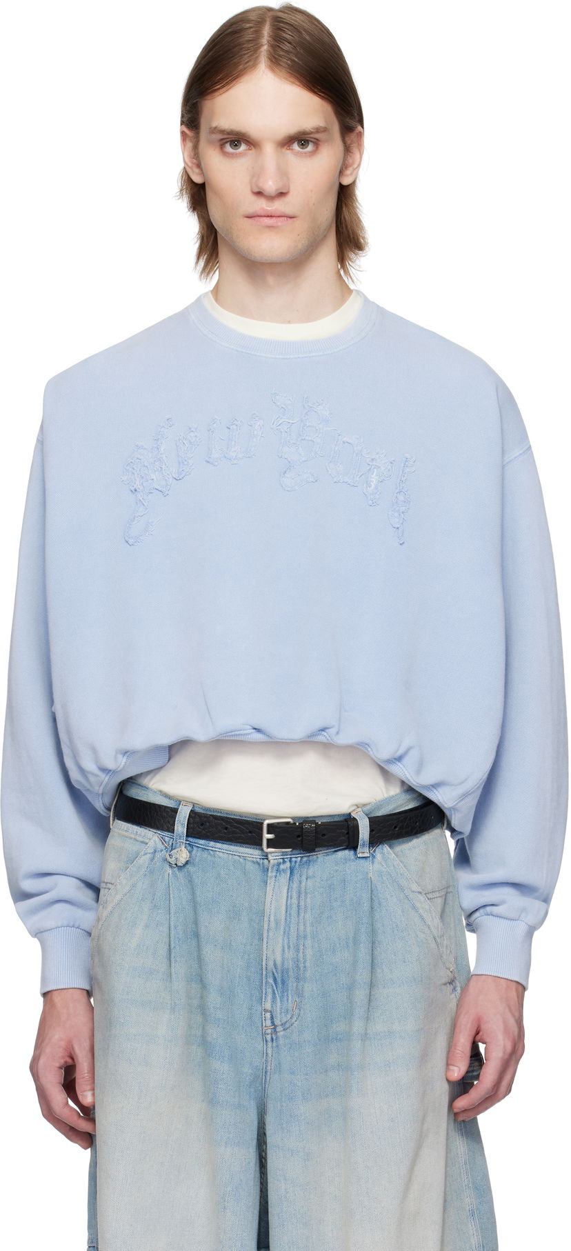 Džemper R13 R13 'New York' Balloon Cropped Sweatshirt Plava | R13WK260-K001J
