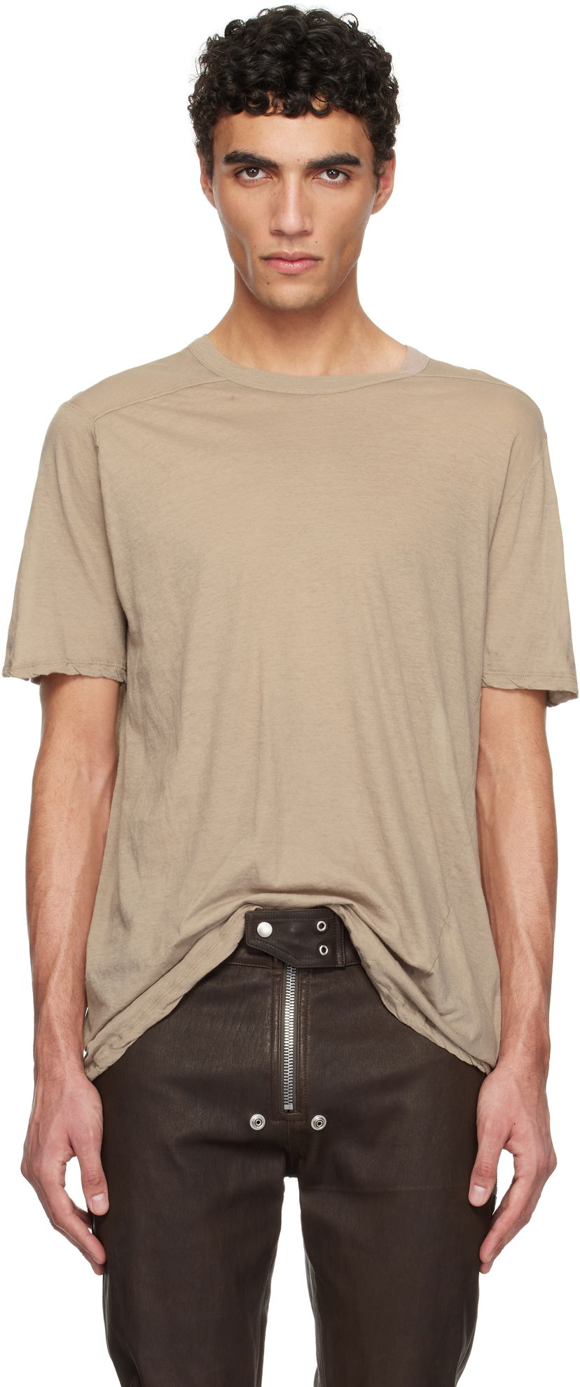 Majica kratkih rukava Rick Owens Rick Owens Hollywood Level T-Shirt Bež | RU01E5264 UC