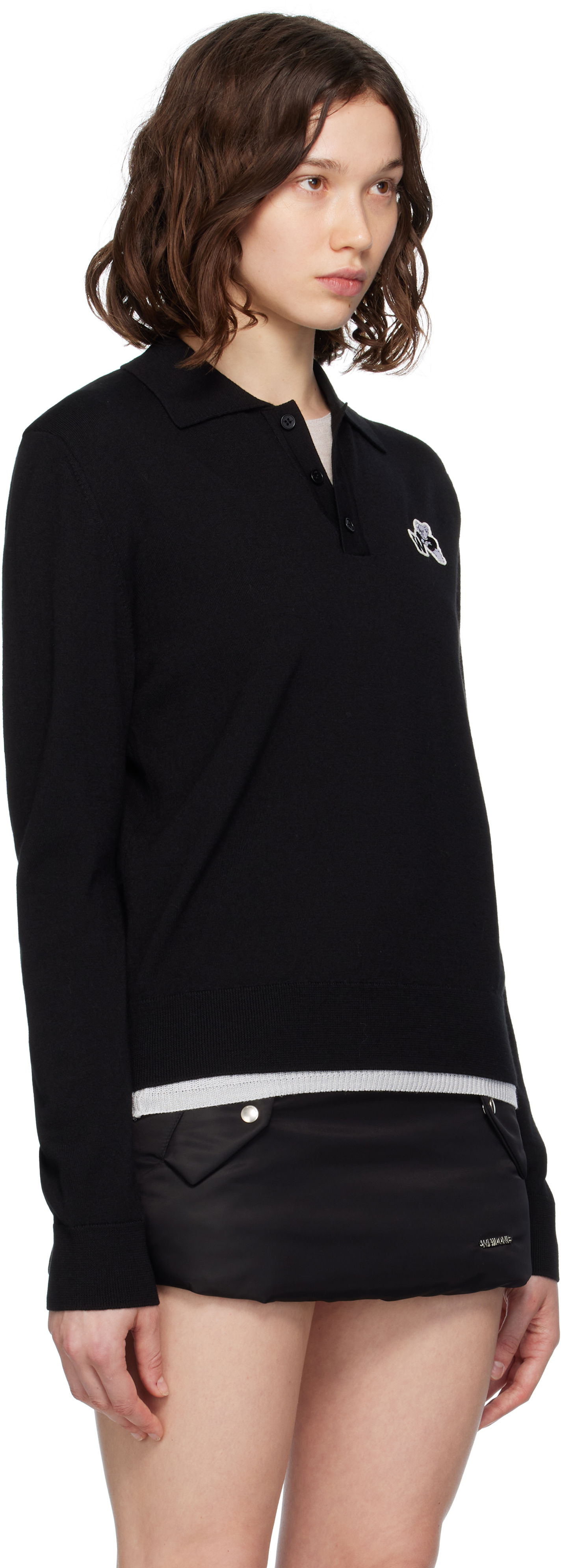 Polo majica We11done We11done Wool Polo with Logo Patch Crna | WD-KT2-25-680-W-BK, 1