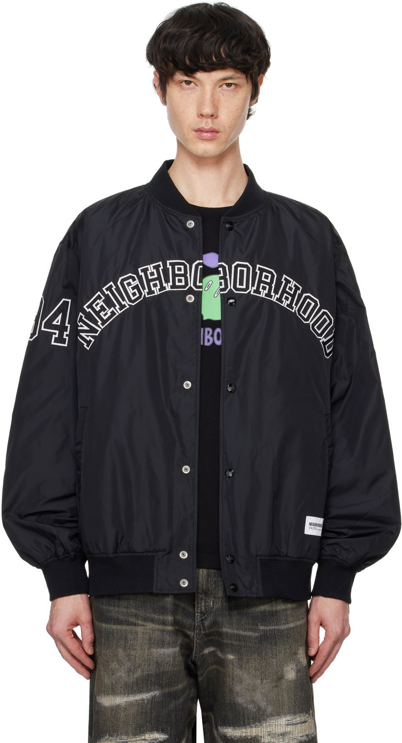 Bomber jakna Neighborhood Baseball Bomber Jacket Crna | 242TSNH-JKM04