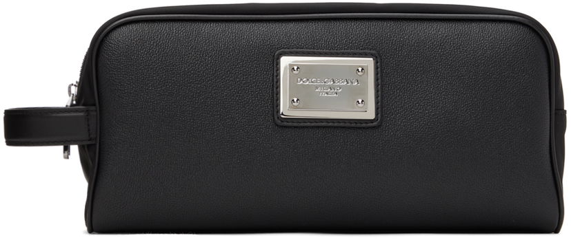 Putna torba Dolce & Gabbana Black Logo Plaque Pouch Crna | BT0989AD447