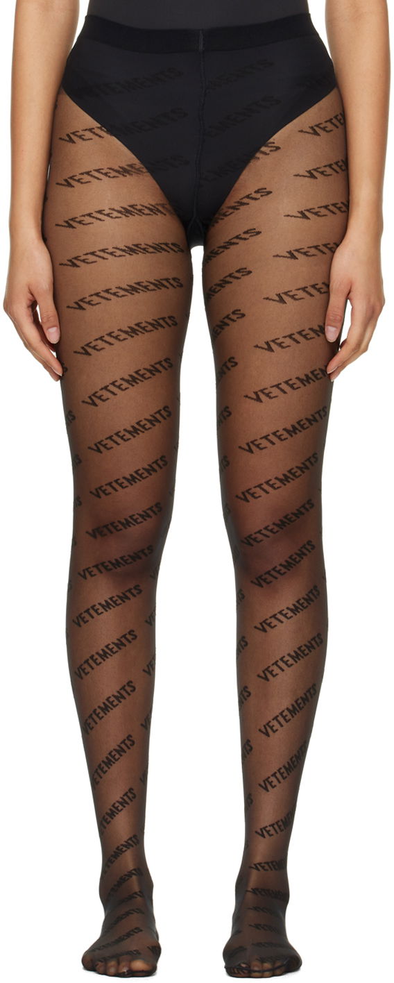 Čarape VETEMENTS Monogram Logo Tights Crna | WA53TI100B