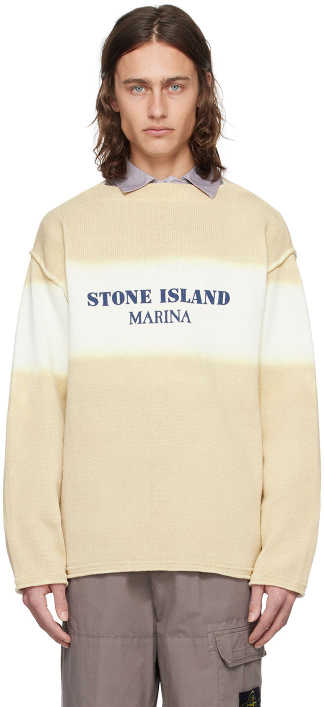 Džemper Stone Island Beige Printed Sweater Bež | 8015508XA
