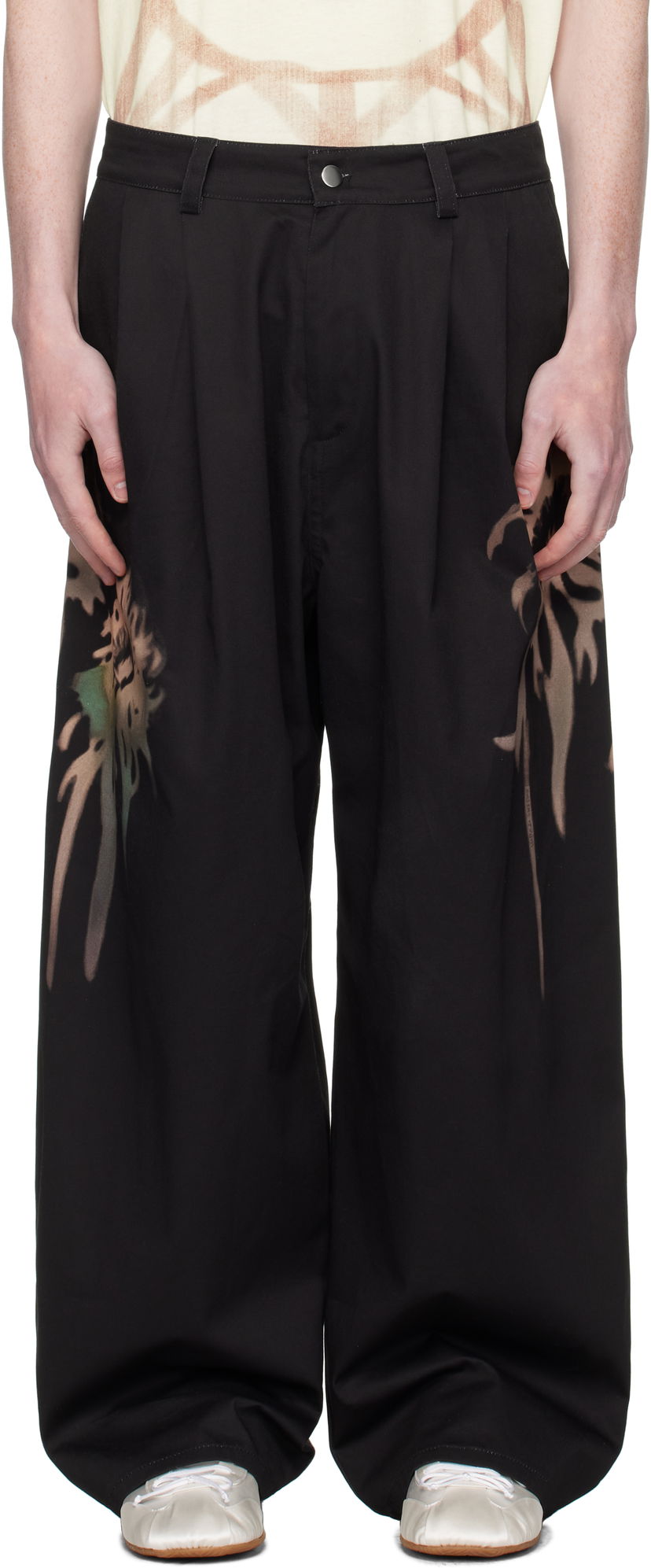Hlače Collina Strada Collina Strada Catchfly Pleated Printed Trousers Crna | XX6042-B