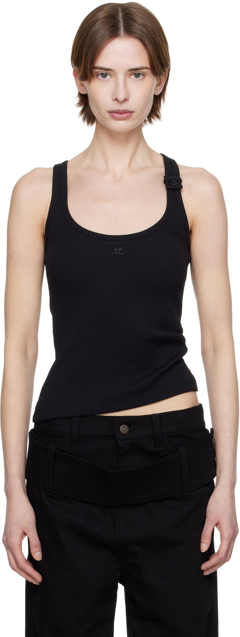Majica bez rukava Courrèges Courrèges 90's Rib Tank Top Crna | 125JDE123JS0194
