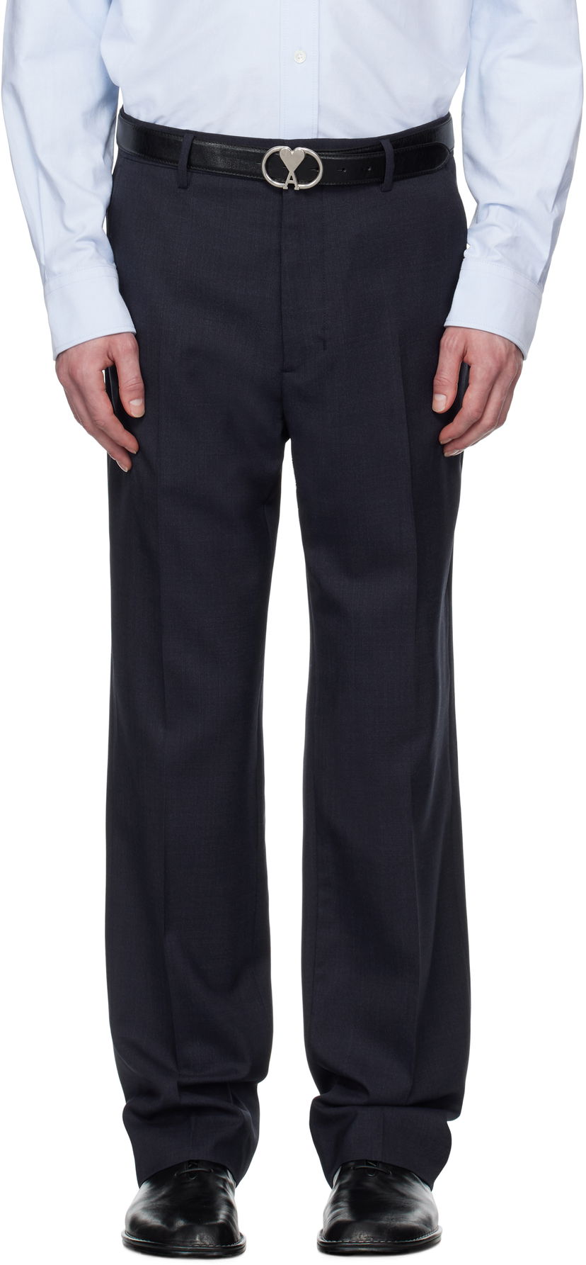 Hlače AMI AMI Paris Straight Fit Trousers Tamnoplava | HTR506.WV0043