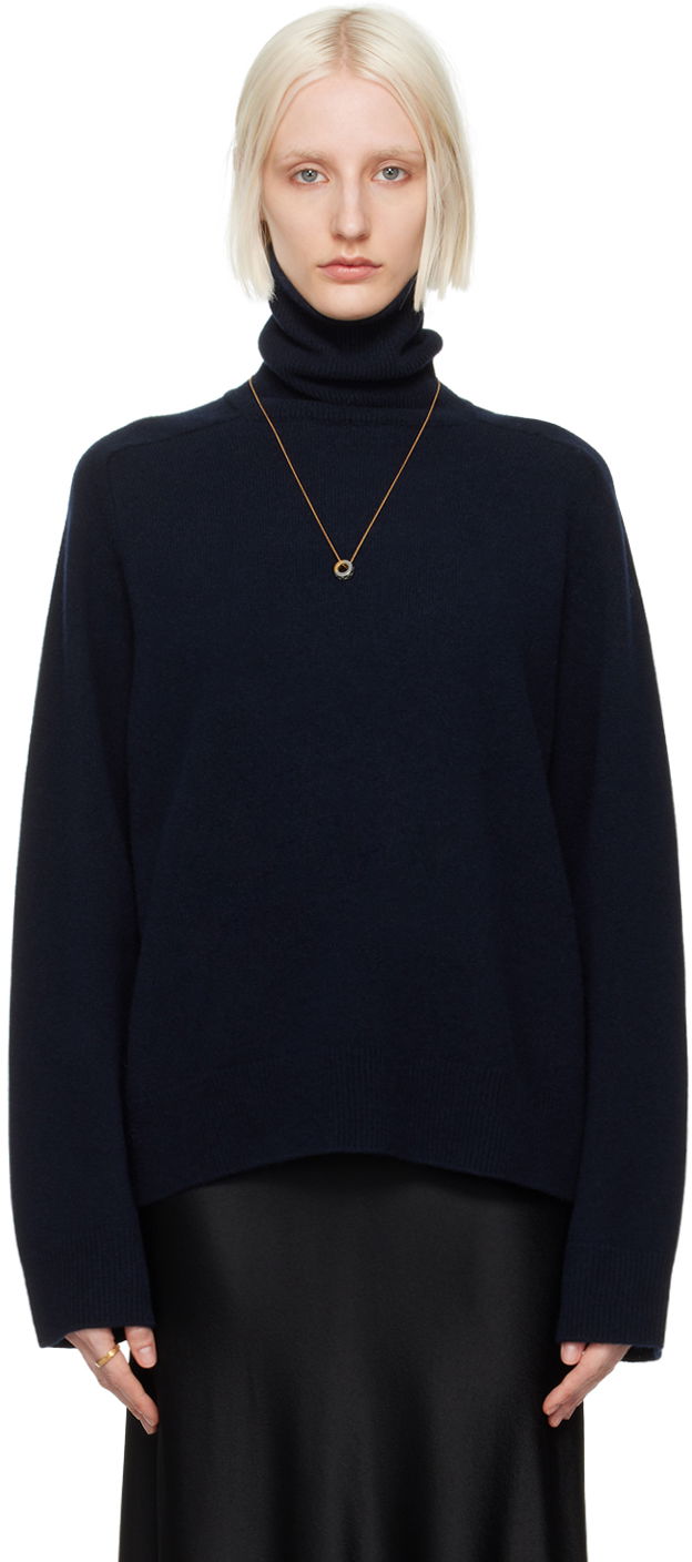 Džemper Maison Margiela Navy Gauge 7 Turtleneck Crna | S50HL0032 M13058