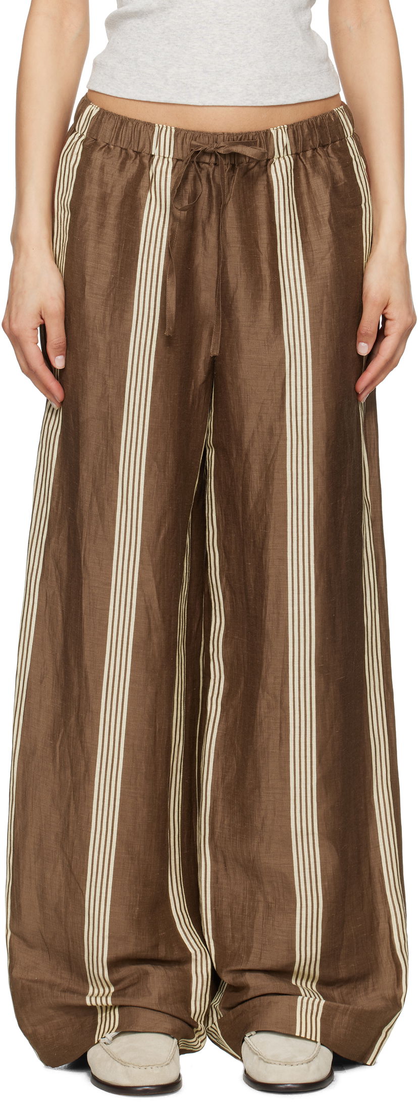 Hlače rag & bone rag & bone Olivia Linen Trousers Smeđa | WAW25S70219321