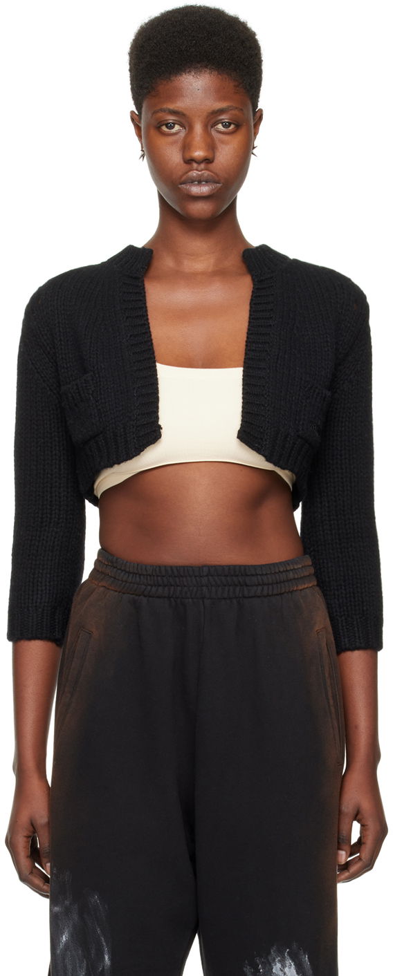 Džemper We11done Patch Pocket Cropped Cardigan Crna | WD-KC0-24-645-W-BK