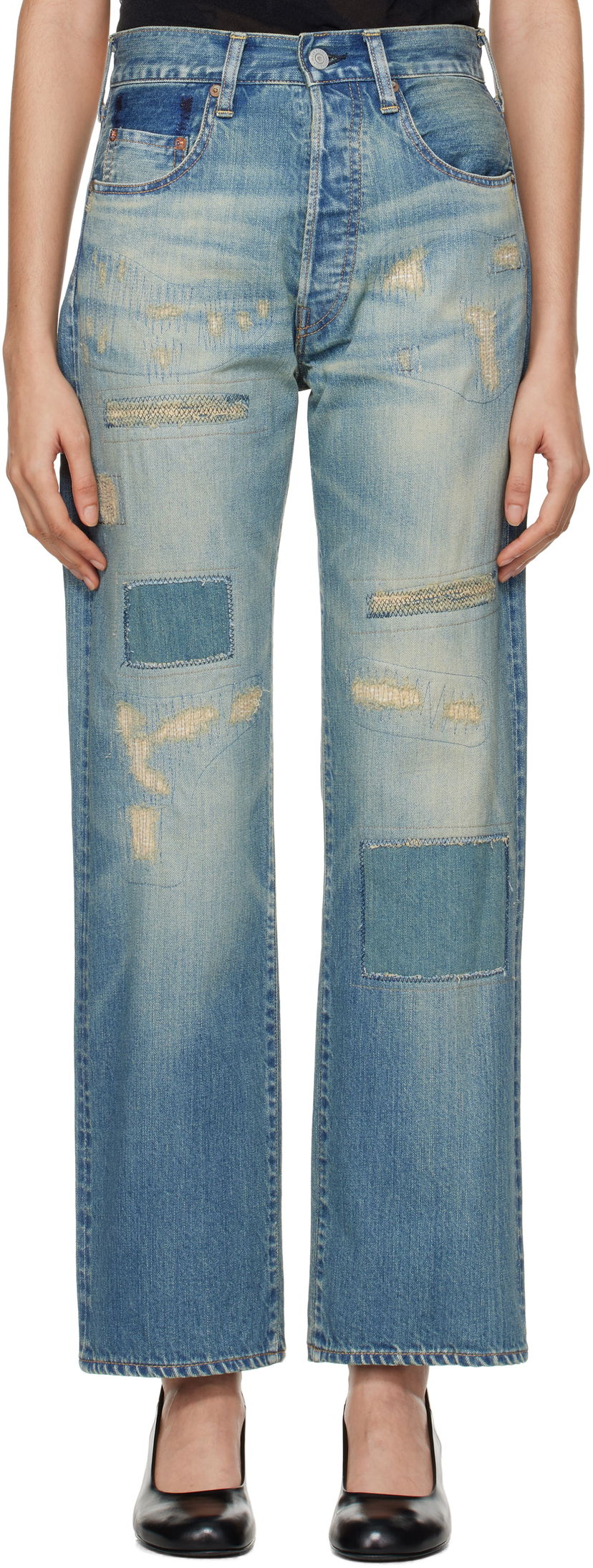 Jeans Junya Watanabe Customized Edition Distressed Jeans Plava | JN-P106-100