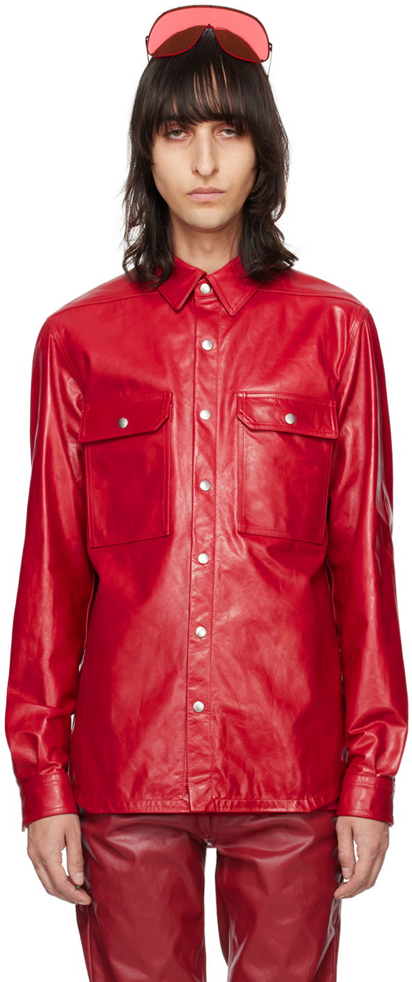 Košulja Rick Owens Rick Owens Leather Overshirt Crvena | RU01D3729 LSU