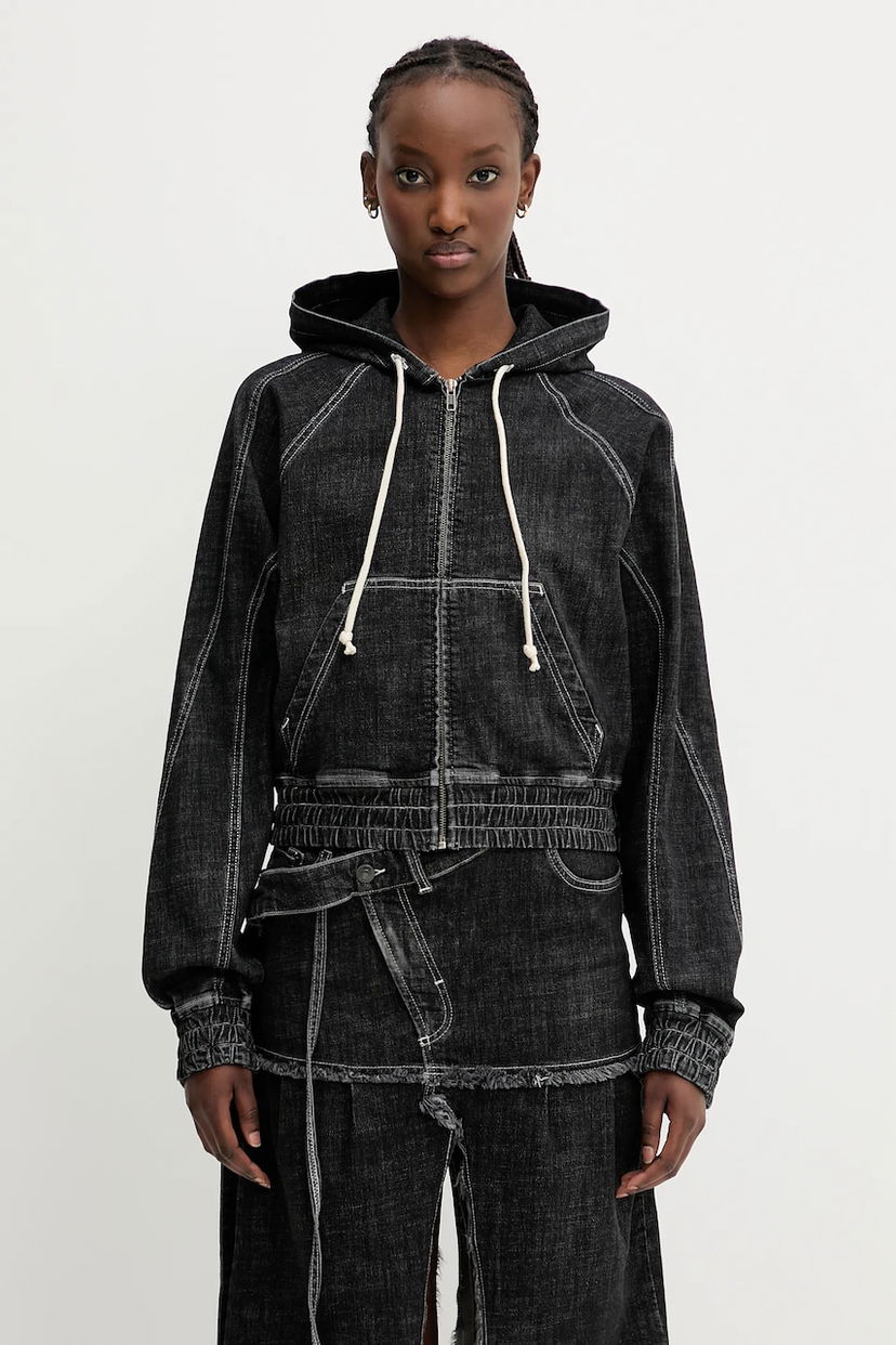 Jakna Ottolinger Ottolinger Multiline Denim Hooded Jacket Crna | 117.700717.01