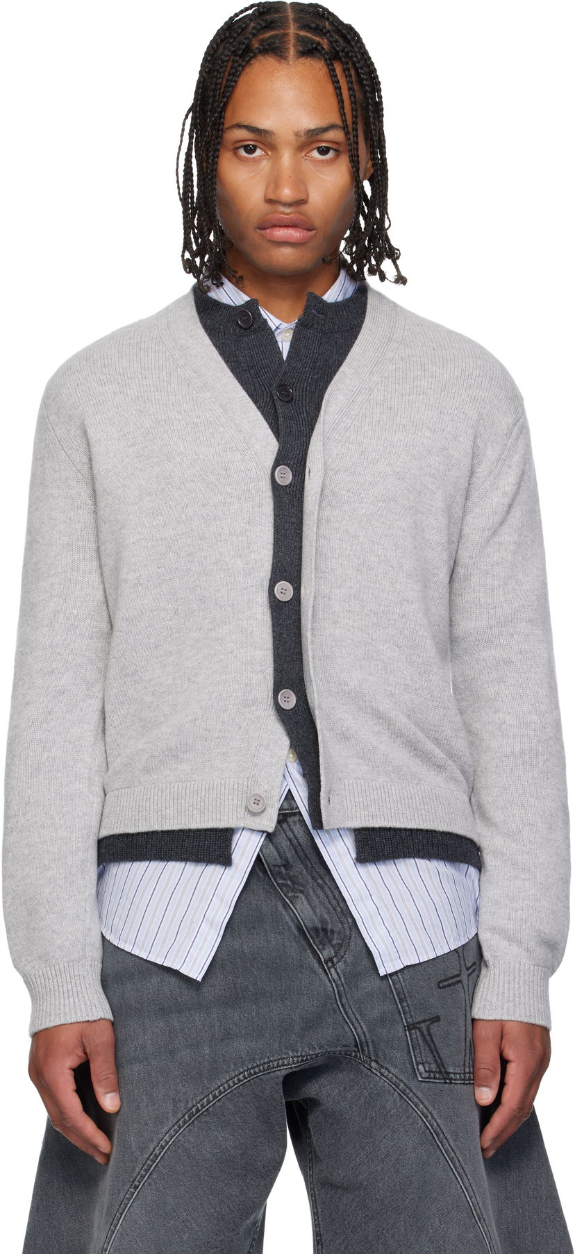 Džemper JW Anderson JW Anderson Layered Cardigan Siva | KW1434-YN0423