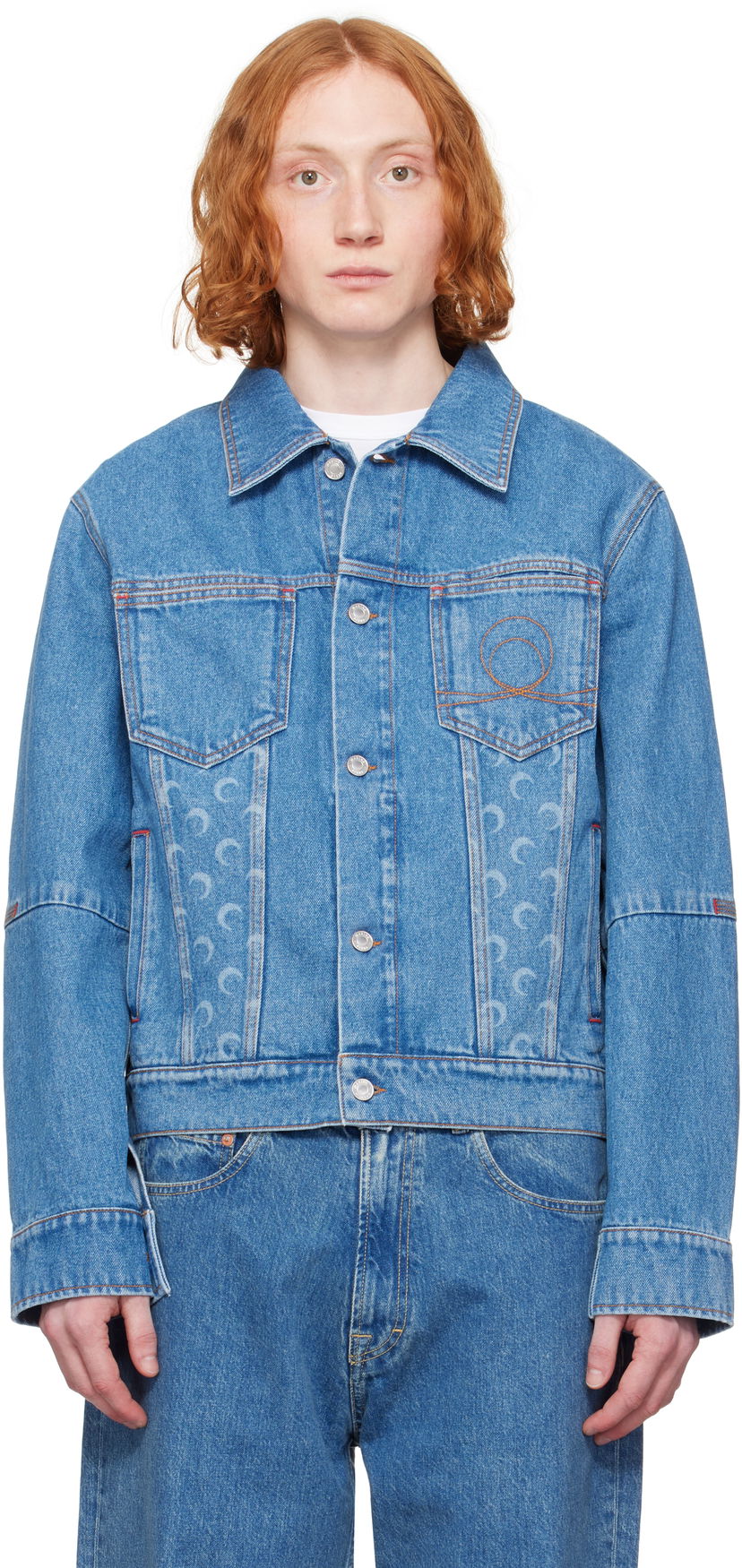 Jakna Marine Serre Marine Serre Moon Laser Denim Trucker Jacket Plava | MJA063A CDEN0002