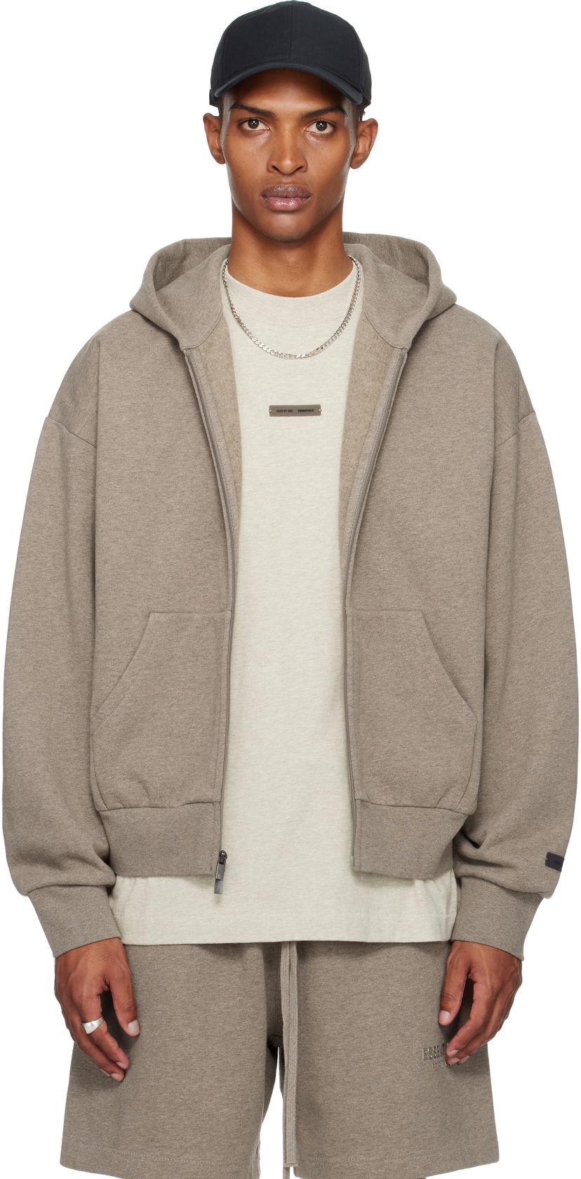 Dukserice Fear of God Fear of God ESSENTIALS Classic Fit Fleece Zip-Up Hoodie Siva | 192SP254783F