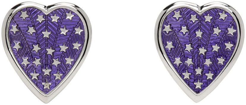 Naušnice Chopova Lowena Chopova Lowena Silver Heart Shaped Earrings with Star Design Ljubičasta | 6505