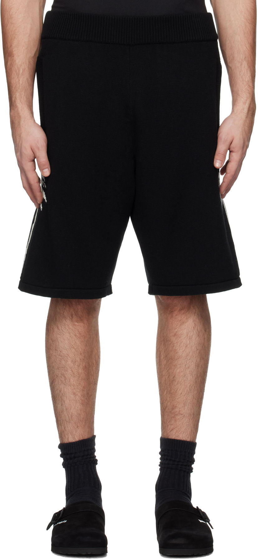 Kratke hlače Palm Angels Knitted Palms Shorts Crna | PMHM012S25KNI0021003