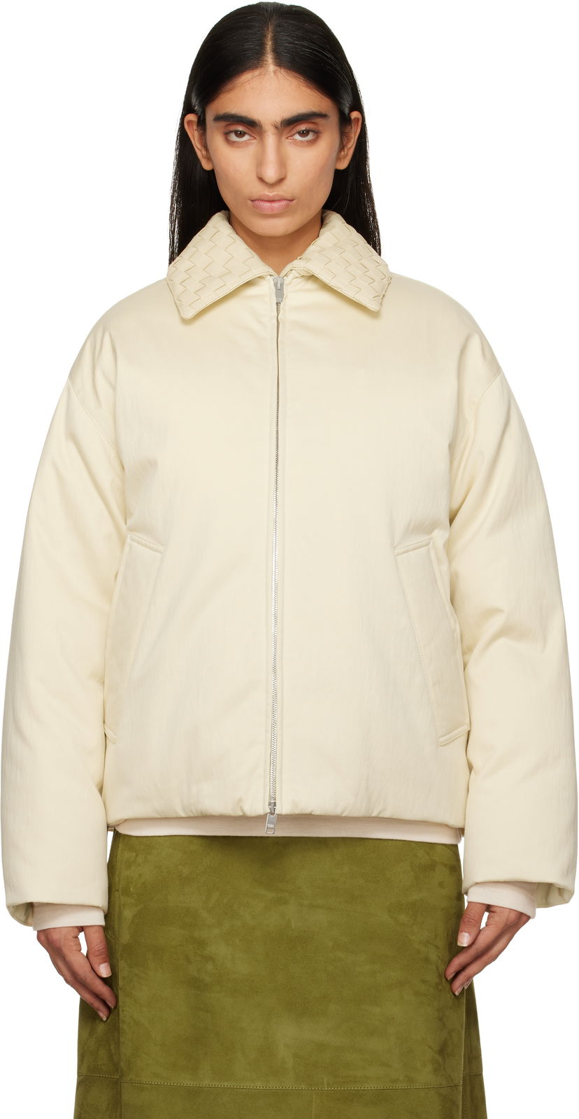 Pernata jakna Bottega Veneta Cotton Twill Down Puffer Jacket Bež | 809558 V1X50