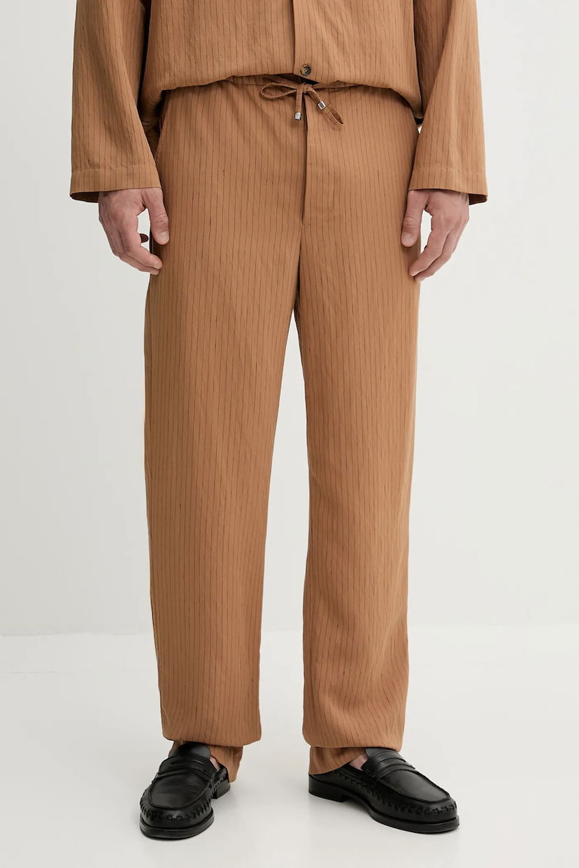 Hlače Nanushka Nanushka DEMIS Striped Casual Trousers Smeđa | NM25SSPA11675