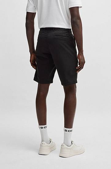 Kratke hlače BOSS Slim-Fit Stretch Cotton Twill Shorts Crna | 50536723, 1